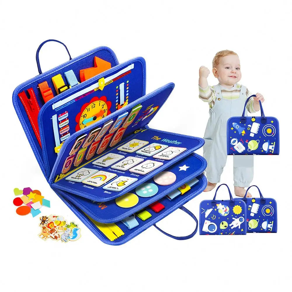 Felt Montessori Kids Educational Learning Busy Board Plane Car Rides Travel Busy Book Toy