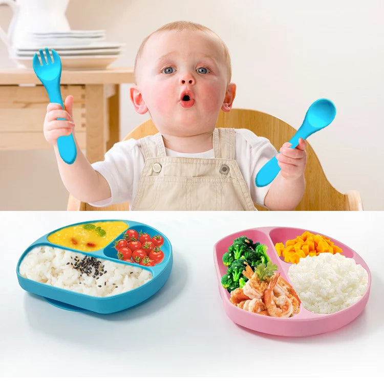 Silicone Toddler Weaning Set with Adjustable Bib and Suction Bowl