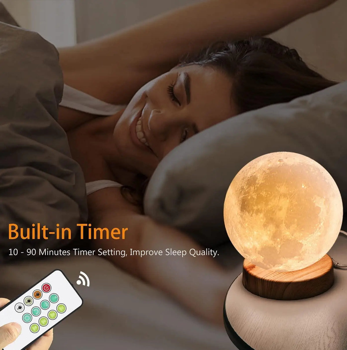 New Releasing Modern SAD Lamp 24W 10000 Lux 3D Moon Light Desk Lamp with USB Charging
