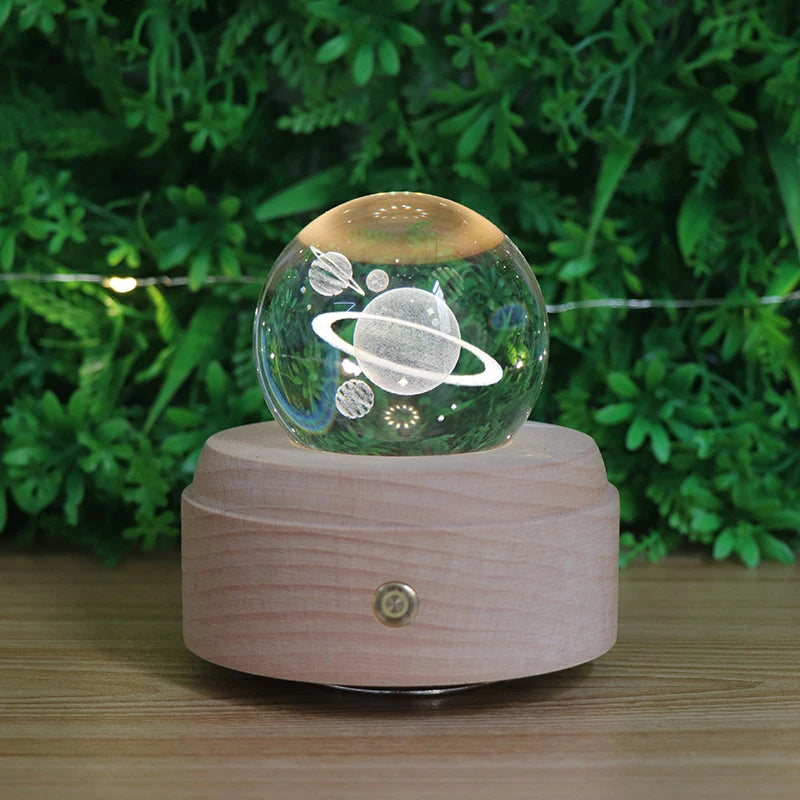 Creative Electronic Gift Lamp Decoration 3D Crystal Ball Night Light With Rotating Music