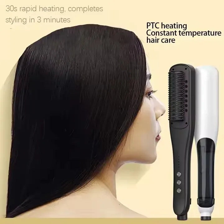 Professional Steam Hair Straightener Brush 3 in 1 Straightening Brush Hot Comb Portable