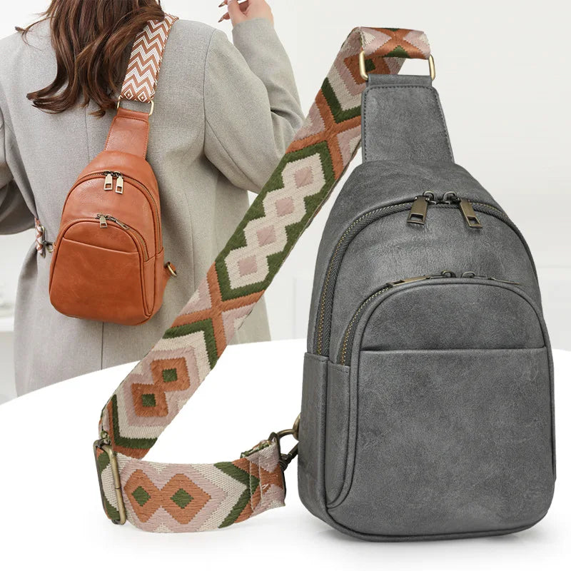 Designer PU Leather Waist Belt Bag Custom Luxury Bags Sling Crossbody Bag with Polyester