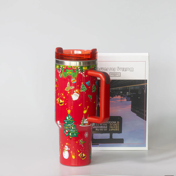 Christmas Gift 40Oz Insulated Stainless Steel Travel Tumbler with Handle And For Straw