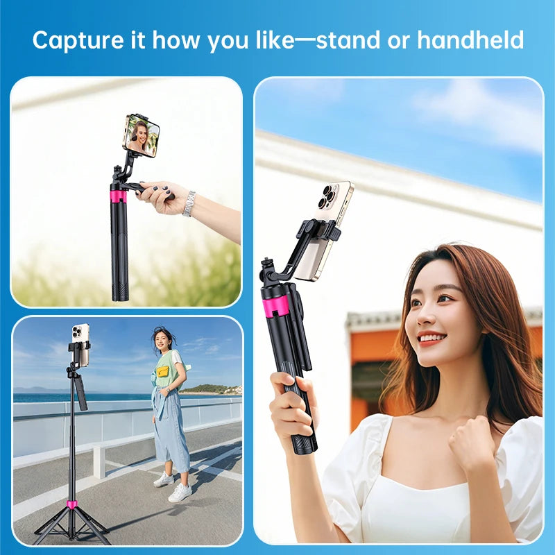 1.7M Aluminum Alloy Foldable Mini Tripod with Telescopic Selfie Stick for Camera
