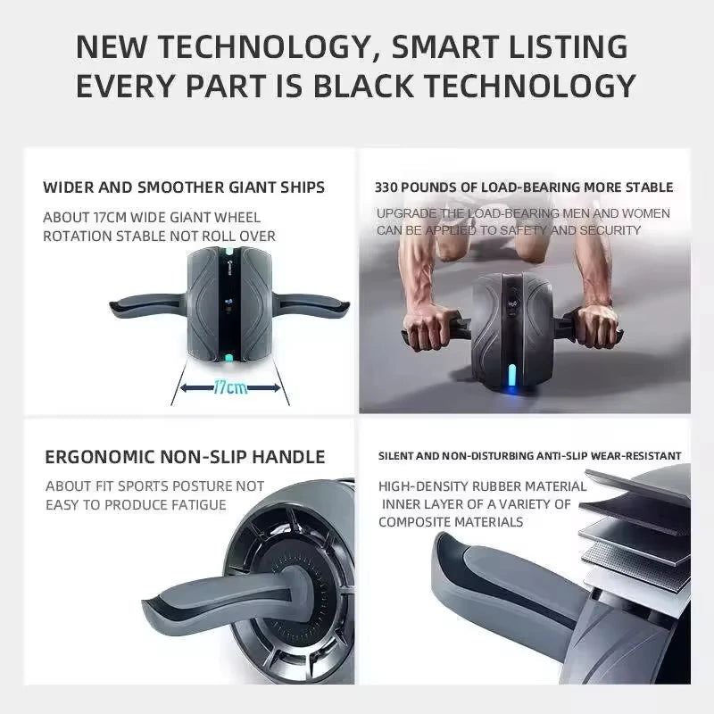 Ab Wheel Roller ABS Steel Anti Slip Ergonomic Handle Core Strength Muscle Endurance Home