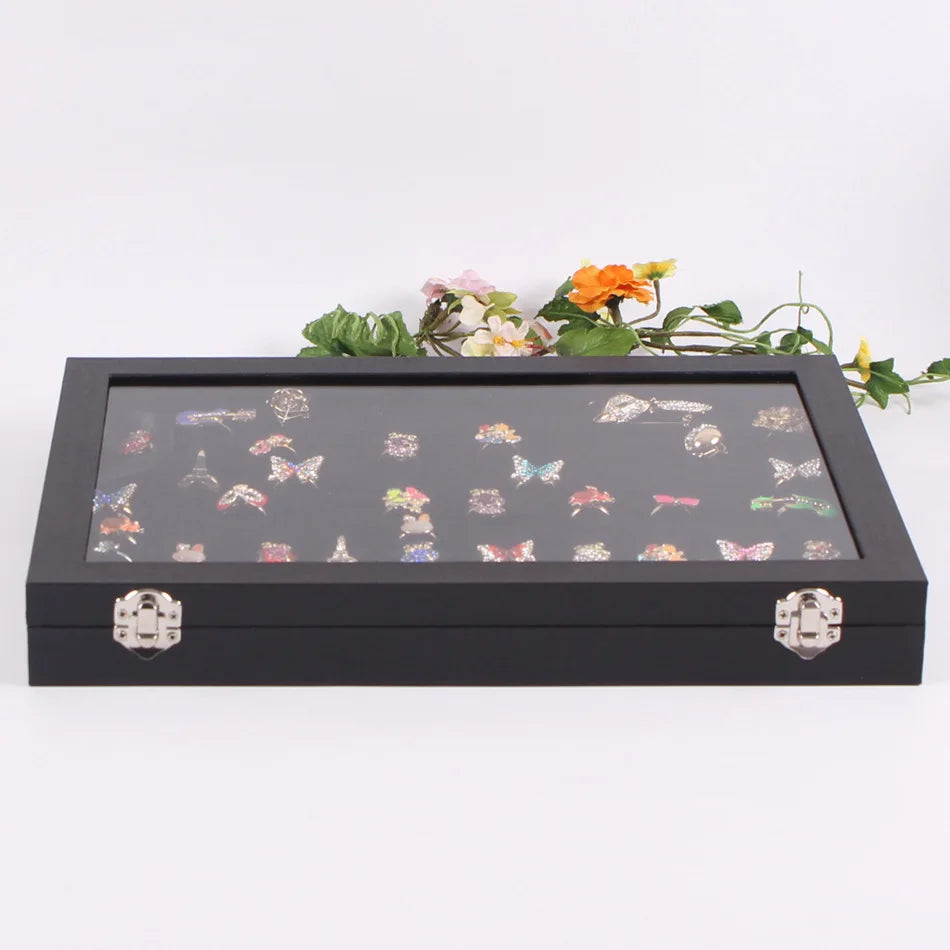 Custom Jewelry Organizer Boxes Display Travel Jewelry Case Portable Velvet Glass Cover