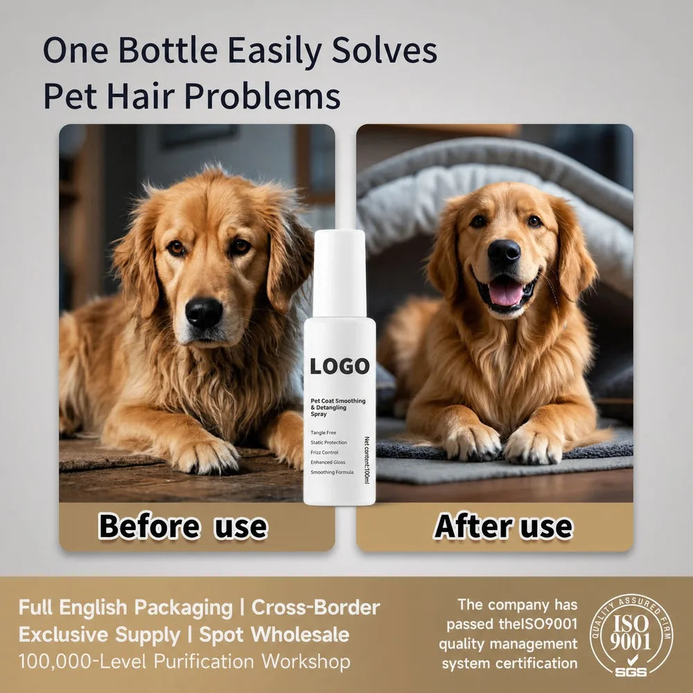 Pet Detangling Leave-In Detangler Spray Cat Hair Anti-Static Anti-Knot No-Rinse Pet