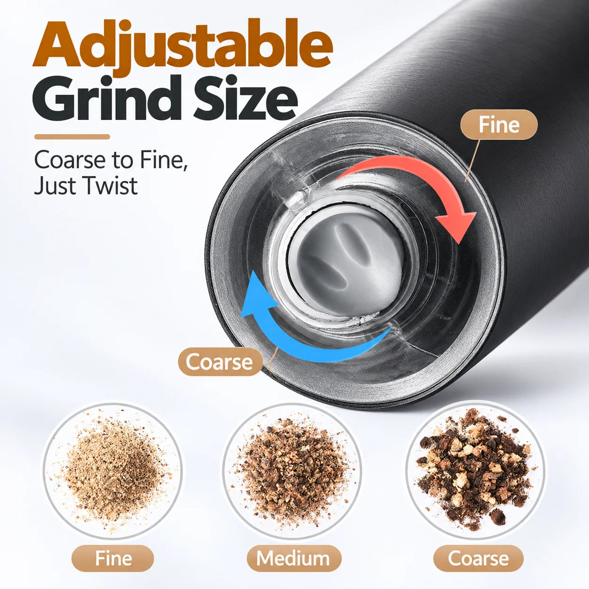 Gravity Electric Salt and Pepper Grinder Automatic Spice Mill with Adjustable Coarseness