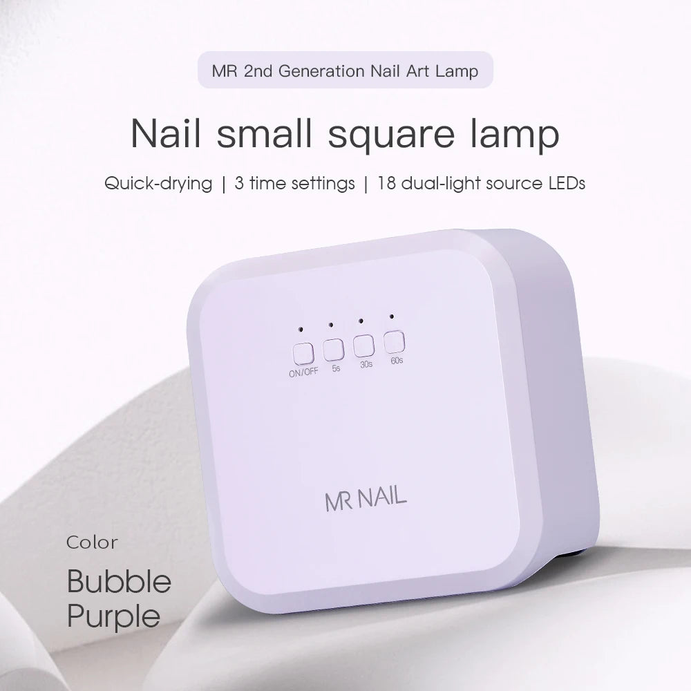 MR NAIL Quick-Drying UV Lamp Small Square LED Phototherapy Nail Art Tool Mini Plug-In