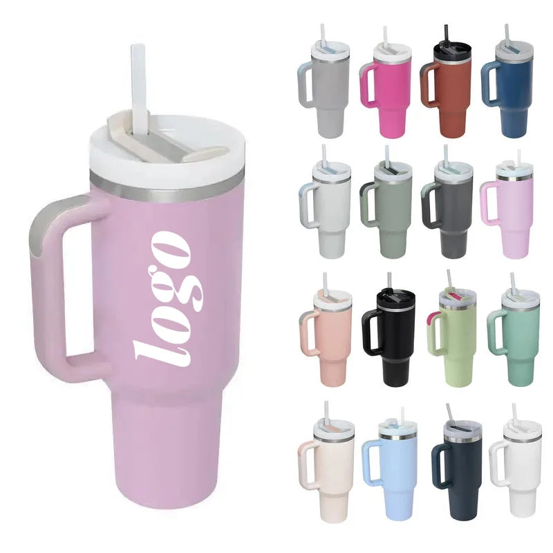 Custom Adventure H2.0 40 Oz Coffee Thermal Cup Stainless Steel Black Insulated Travel Mug