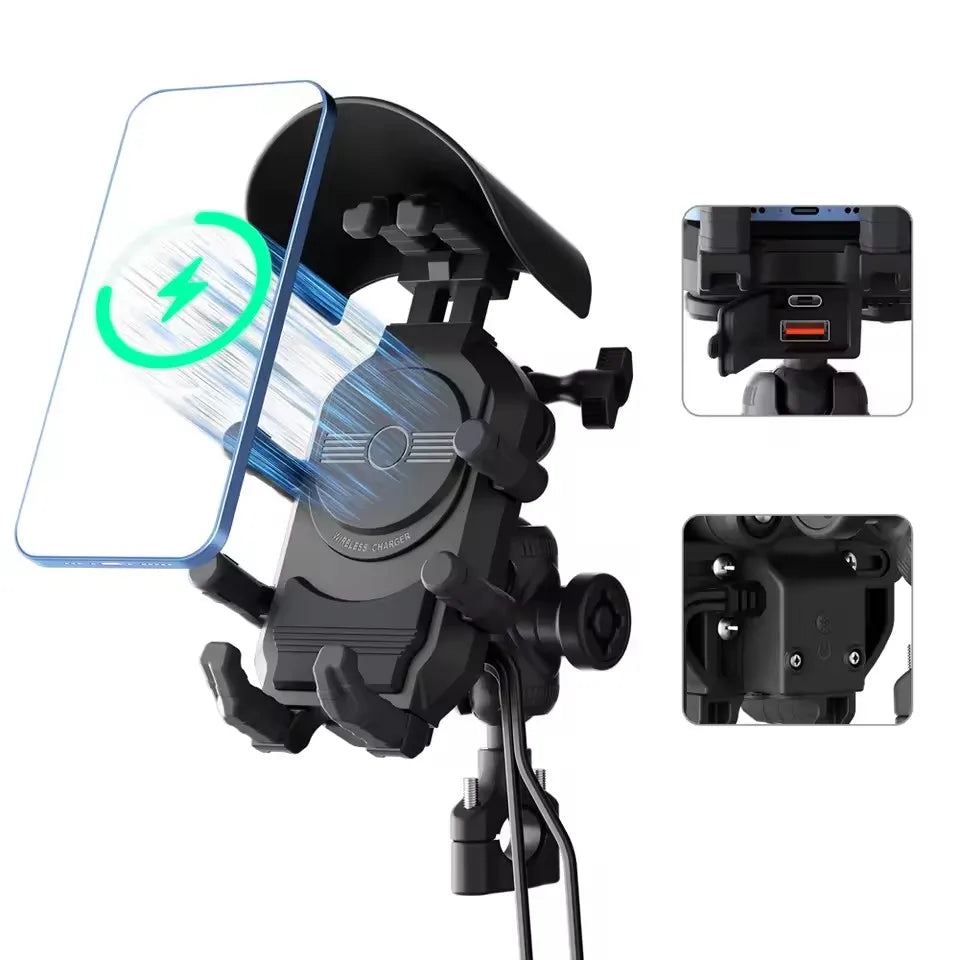 Earldom Sunproof Motorcycle Phone Holder With Anti-Vibration Damper Handlebar Cellphone