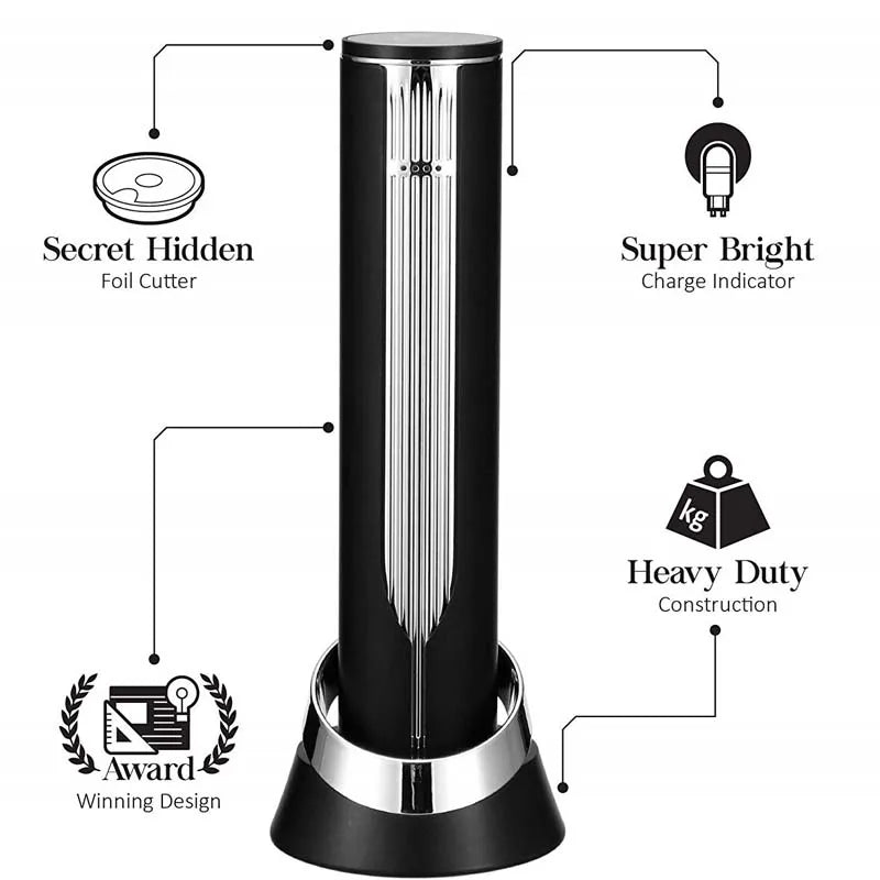 High-Tech Automatic Electric Wine Corkscrew Cordless Wine Bottle Opener Bar Accessory