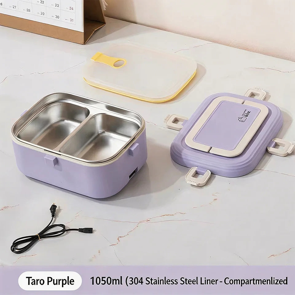 Electric Heating Lunch Box, No Water Needed 304 Stainless Steel Food Warmer,