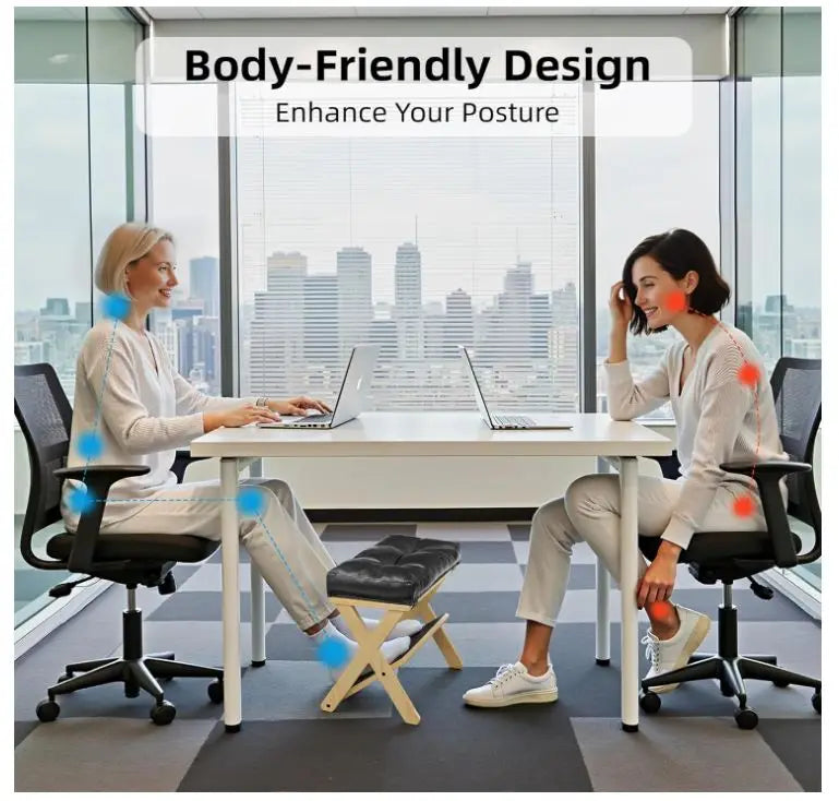 Custom Double Step Foot Rest for Under Desk At Work Wooden Footrest with Non-Slip EVA