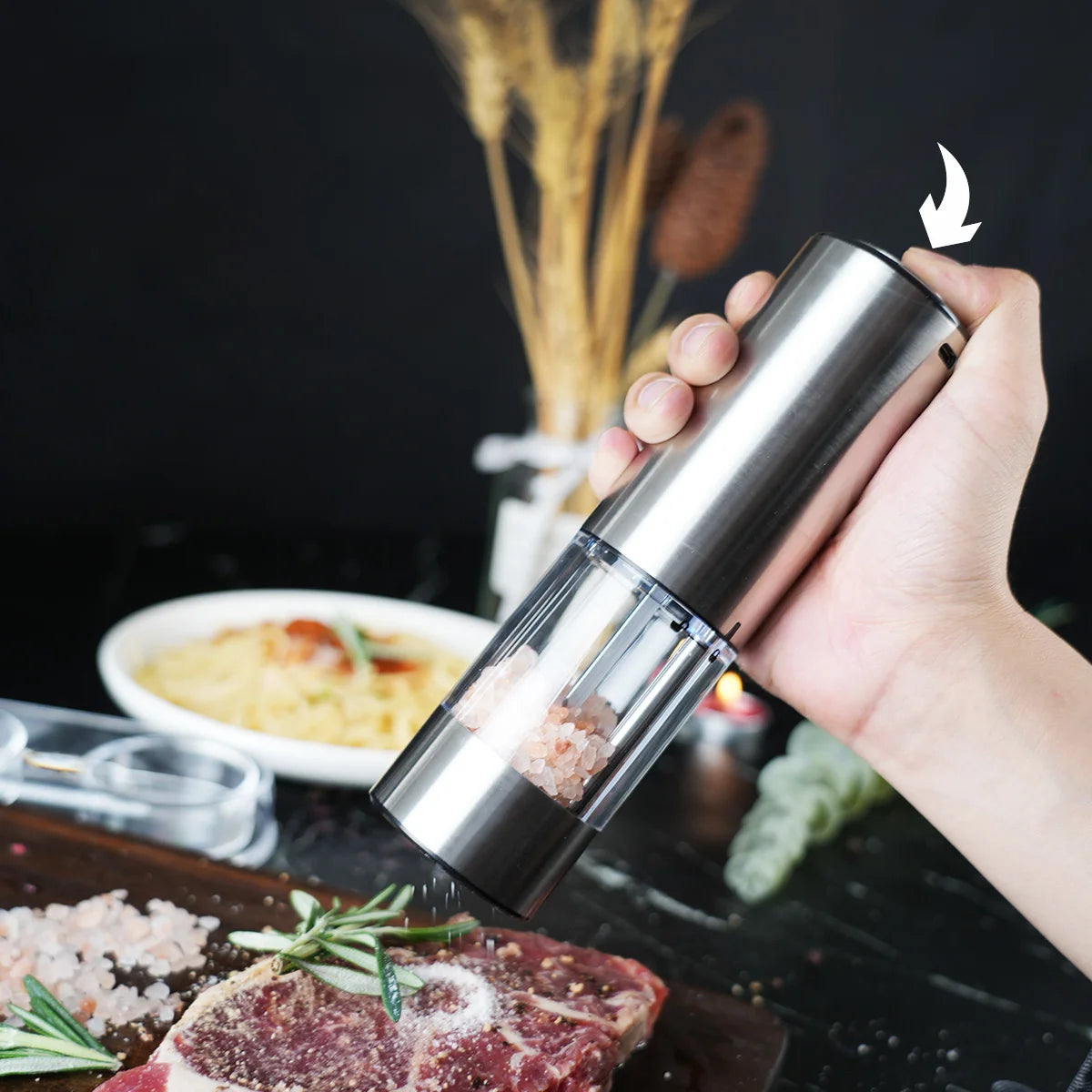 Electric Pepper Mill Salt Grinder Stainless Steel Rechargeable USB Automatic Electric