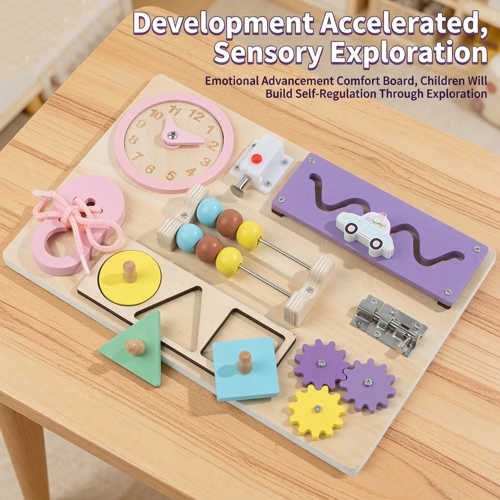Qiaike Baby Wooden Busy Board Montessori Toys DIY Wood Accessories Sensory Activity