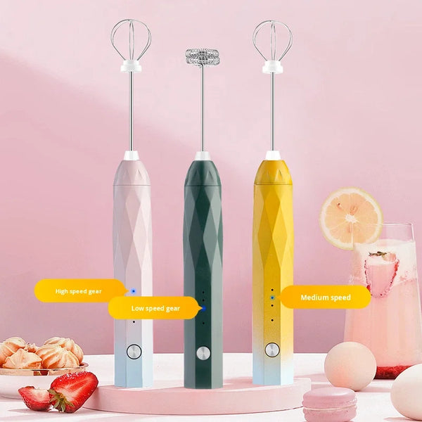 Handheld Electric Plastic Egg Beater Coffee Stirrer Milk Frother USB-Charged For Milk
