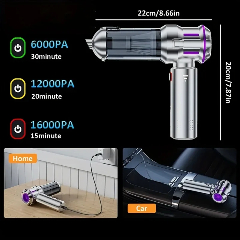 Handheld Car Vacuum Cleaner 16KPa Brushless Motor Cordless Air Duster Portable 6000mAh