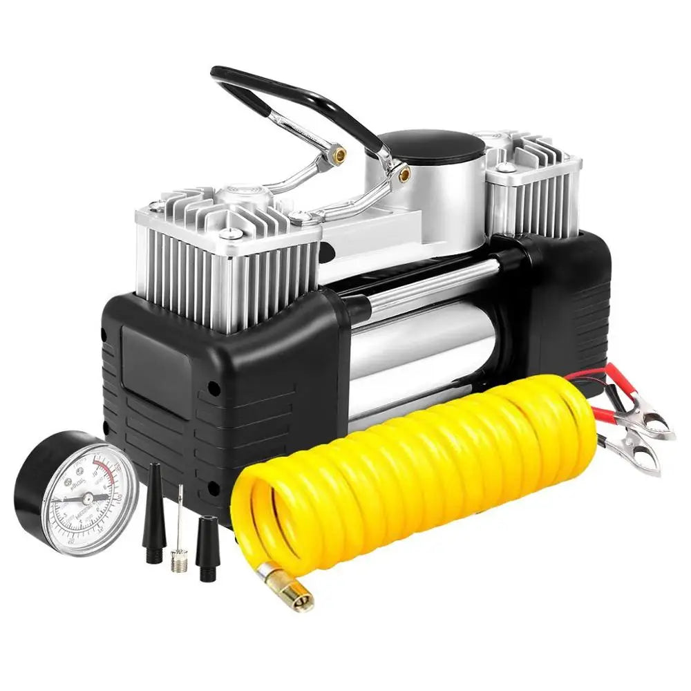 12V 150 PSI Portable 2 Cylinder Car Tire Inflator Compressor Air Pump Portable Heavy Tyre