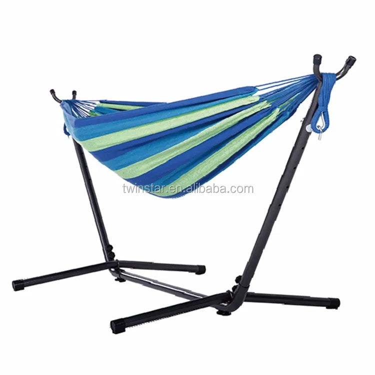 Outdoor Garden Camping Hammock Swing Chair Double Hammock with Steel Stand and Carrying