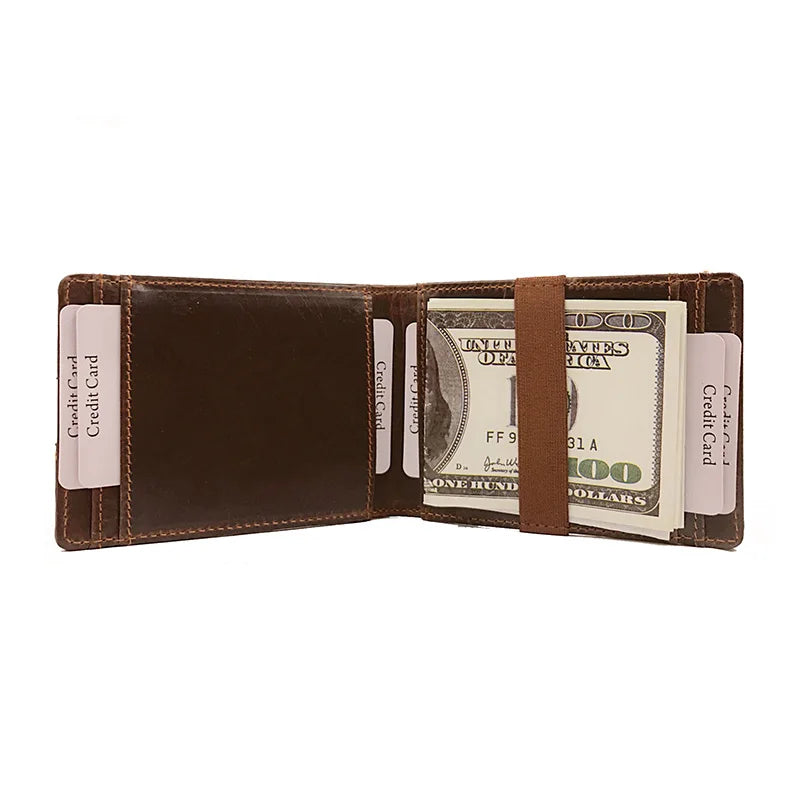Customized Minimalist Money Clip Card Holder Wallet RFID Money Clip with Elastic Band