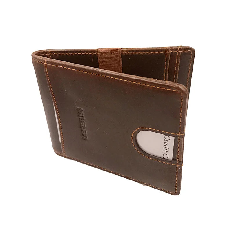 Customized Minimalist Money Clip Card Holder Wallet RFID Money Clip with Elastic Band