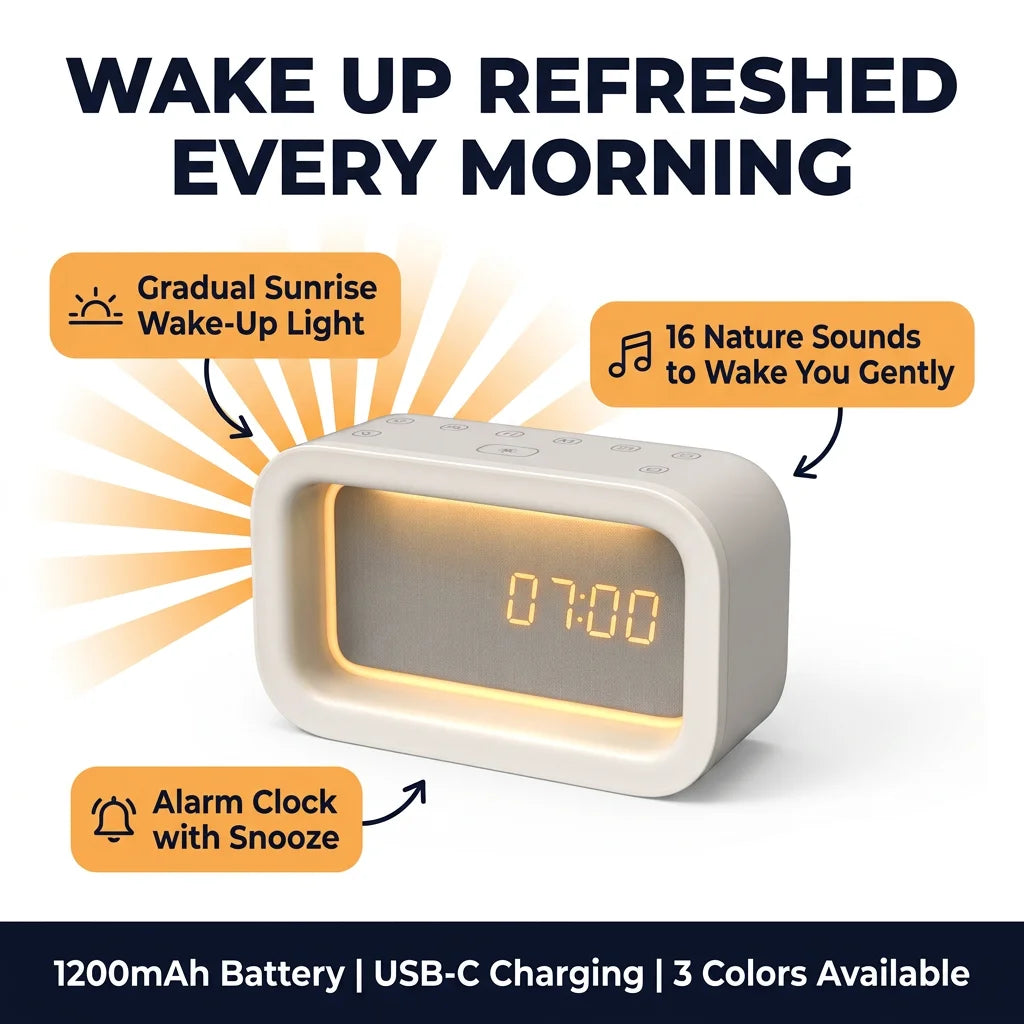 16 Soothing Sounds White Noise Machine With Sunrise Wake Up Light Dual Alarm Clock Baby