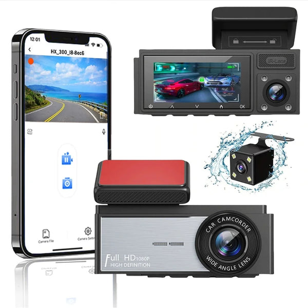 3 Camera Dash Cam for Cars 1080P Video Recorder Front Camera Car DVR Rear View Camera