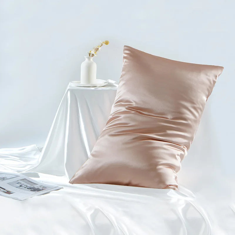 Double-Sided Satin Weave 100% Mulberry Silk Zippered Pillowcase 19 Momme for Bed Pillows