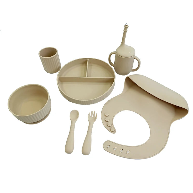 Silicone Tableware Baby Products Eating Set Feeding Supplies Dining Plate Set Baby