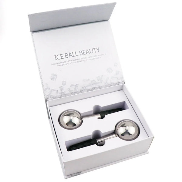 Custom Package 360 Degree Rotating Facial Ice Globes Cold Massage Ball Stainless Steel