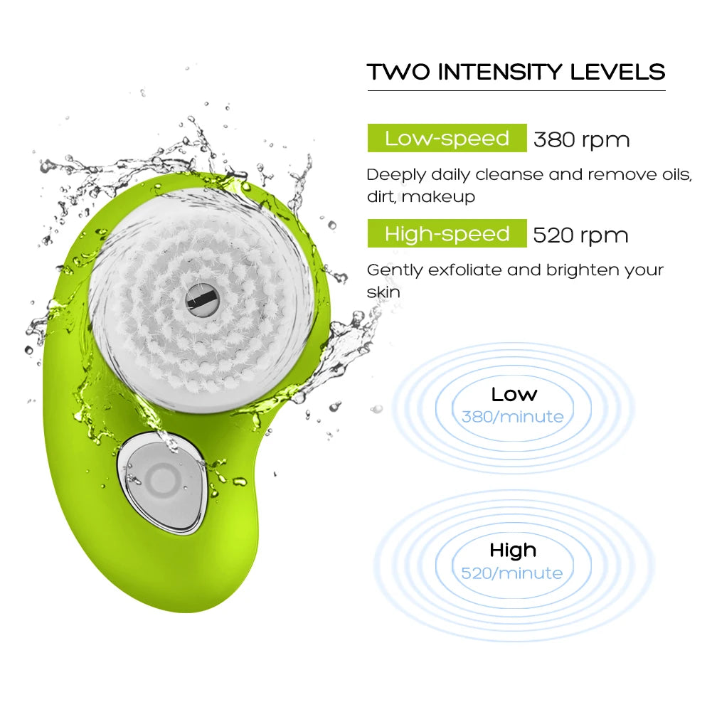 5 in 1 Face Exfoliating Electric Facial Cleaner Silicone Scrub Pore Cleaner Spin Sonic