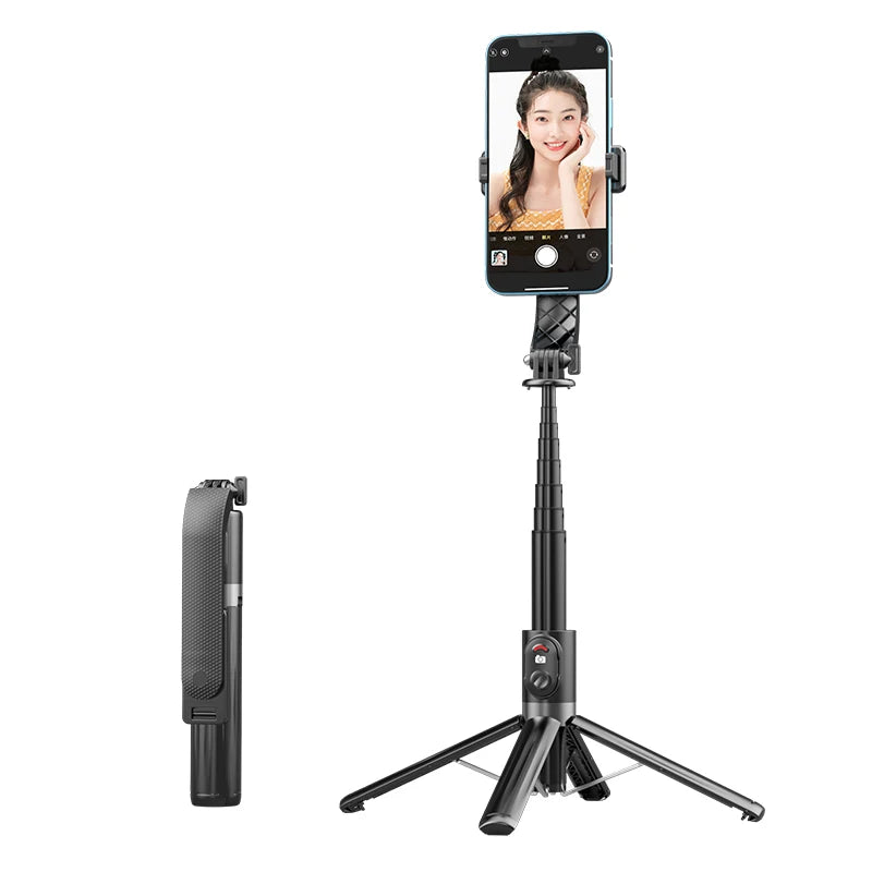 Stainless Steel Selfie Stick with 360 Adjustable Retractable Tripod 2 LED Light Remote