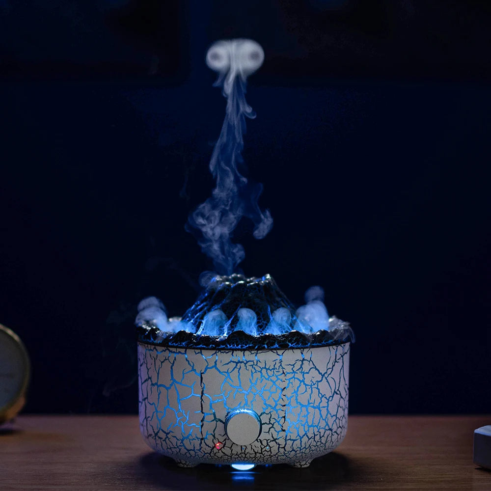 Lava Volcano Flame Humidifiers Aroma Diffuser 560ml 10W Jellyfish Mist Aromatherapy Mach