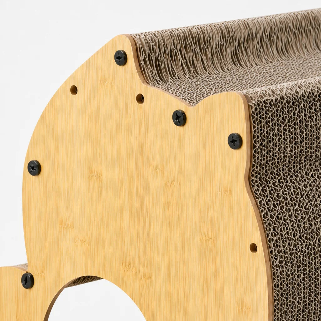 Durable Cat Shaped Corrugated Cardboard 2-Level 5kg Cat Scratcher Lounger Carton