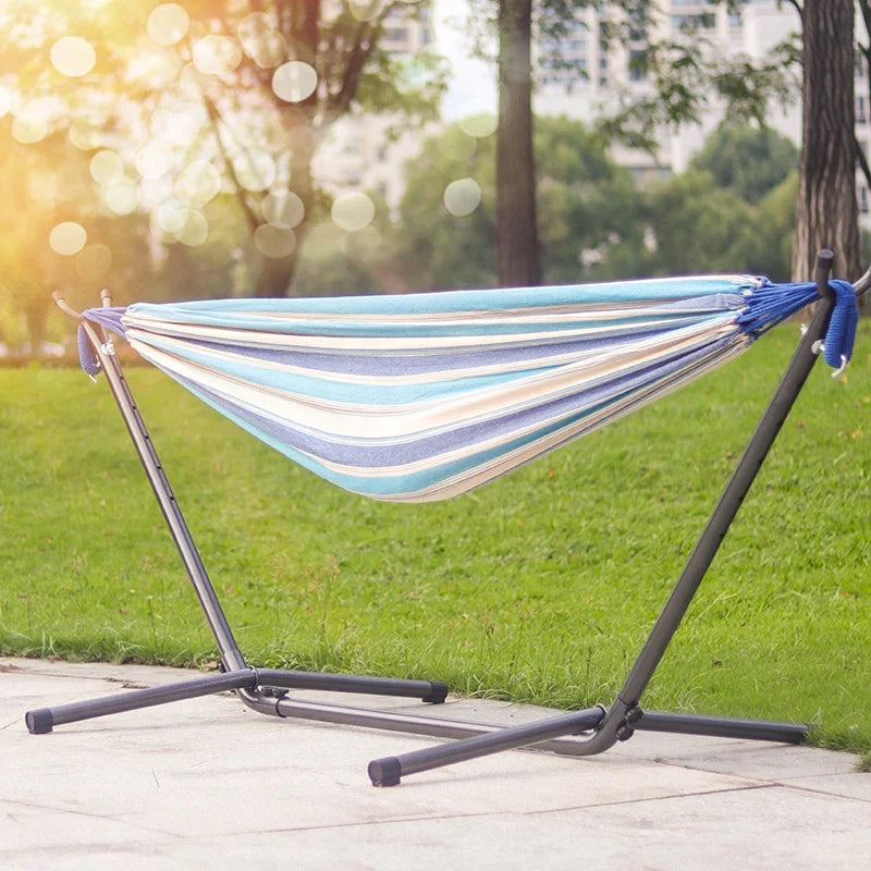 Outdoor Garden Camping Hammock Swing Chair Double Hammock with Steel Stand and Carrying