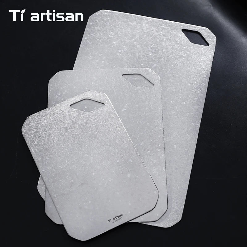 Food-Grade Titanium Camping Cutting Board Lightweight Compact Chopping Board Nestable
