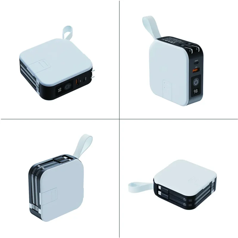 Magnetic Wireless Power Bank Universal Travel Charger Pouch 5-IN-1 with Plugs
