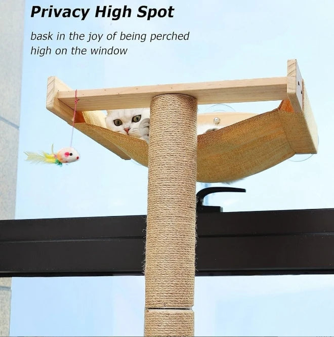 Modern Plush Wooden Cat Climbing Scratcher Inside Cat Climber Perch Hammock Cat Sleeping