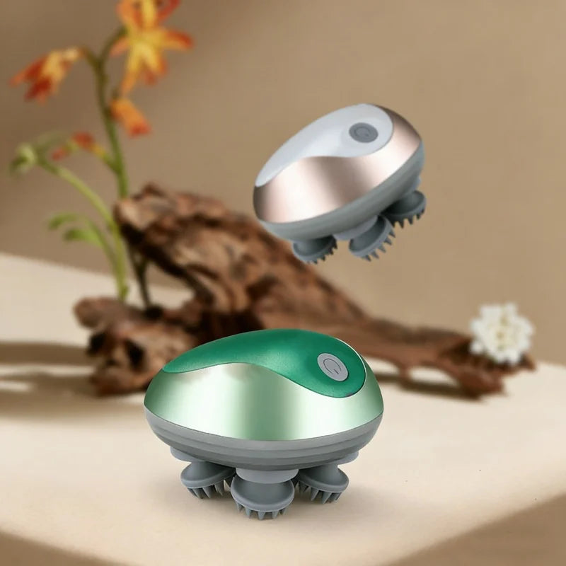 Handheld Waterproof Electric Scalp Massager Cordless 3D Deep-Kneading Massage Head