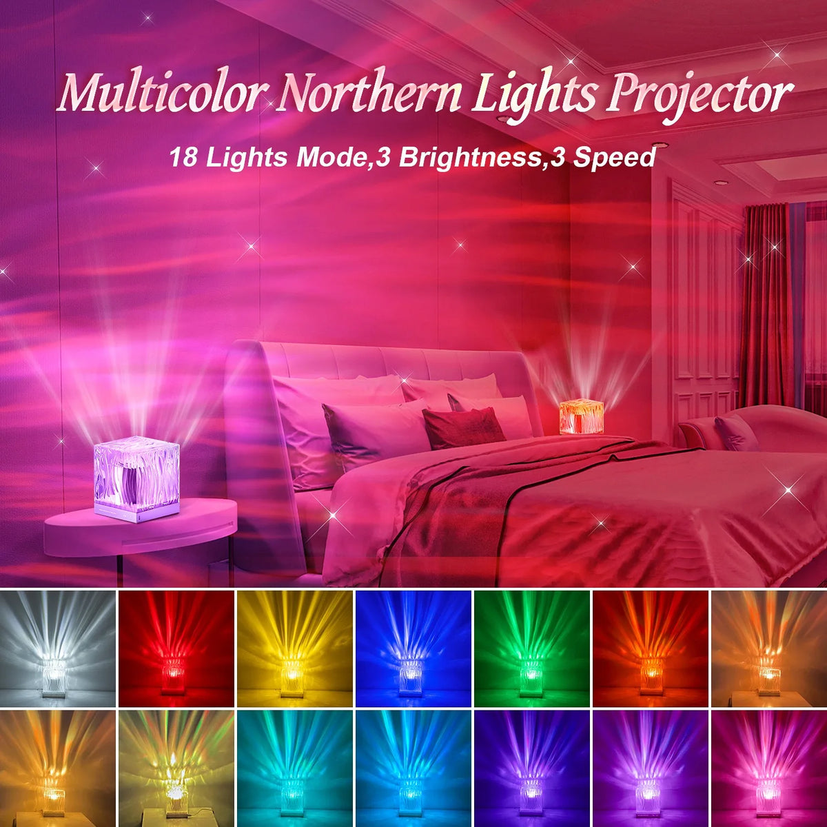 Modern RGB Color Changing Crystal Table Lamp New Smart Aurora Kids Night Projector LED