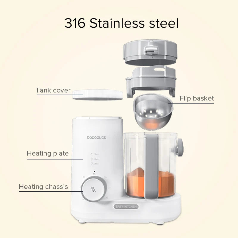 Baby Food Processor Steamer Blender 6 Reusable Pouches Electric US Plug Healthy Homemade