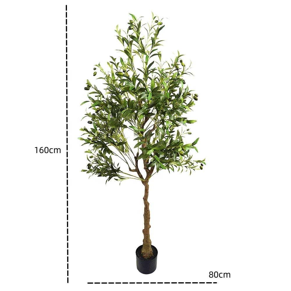 Detachable Artificial Olive Tree 160 Cm 5.3 Feet Faux Plastic Olive Plant in Pot