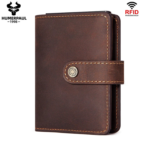 Unisex Fashion Purse Minimalist Aluminum Rfid Wallet Pop Up Credit Card Leather Custom