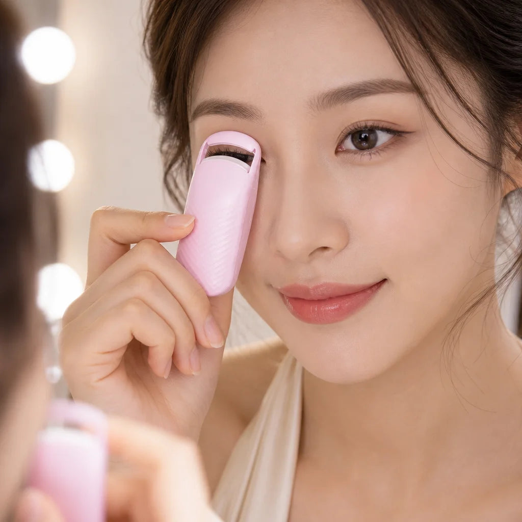 Portable USB Heated Lash Curler E1 Mini Eyelash Tool Long-Lasting Curl For Household