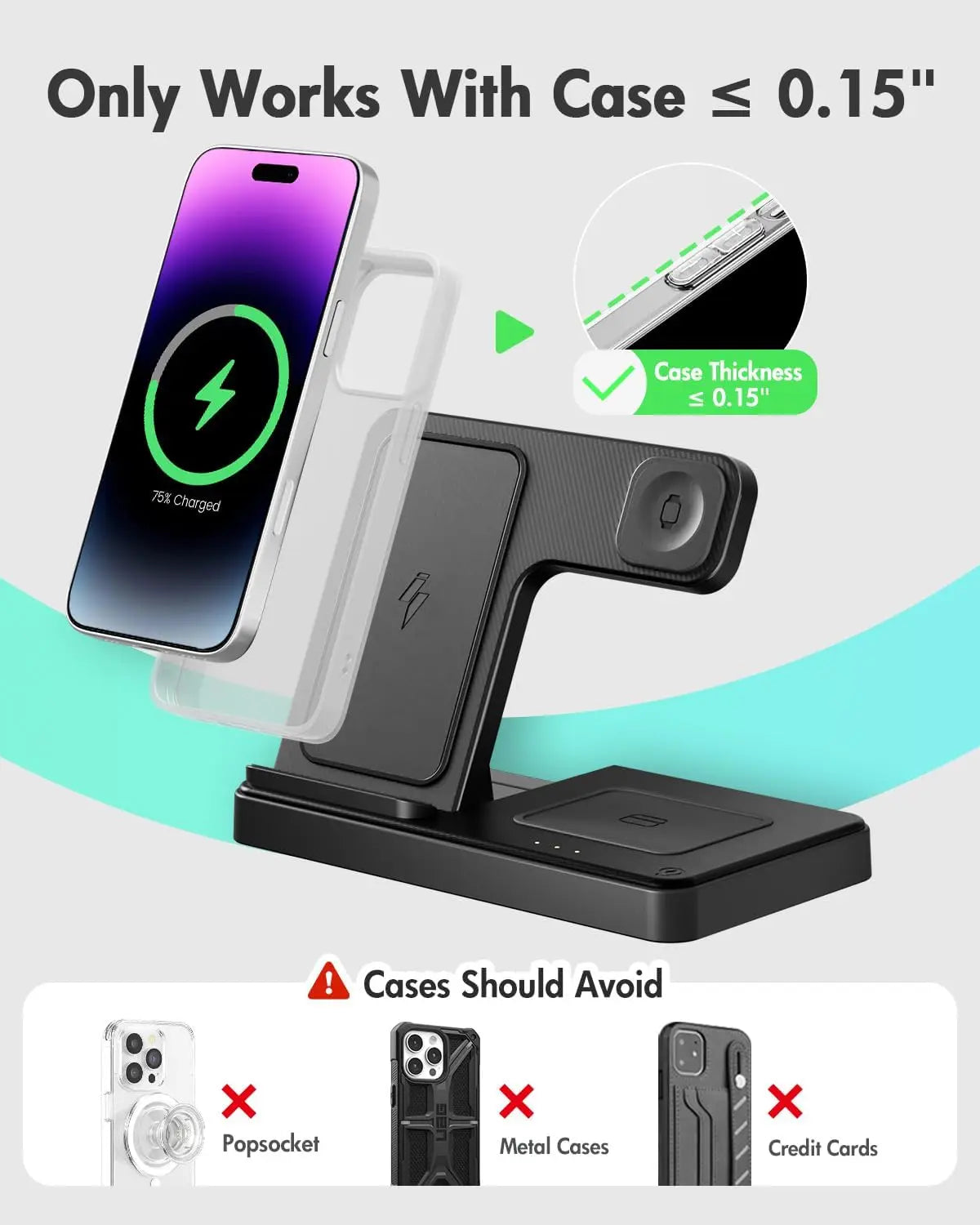 3 in 1 Wireless Charging Station Fast Charging Portable and Fast Wireless Charging