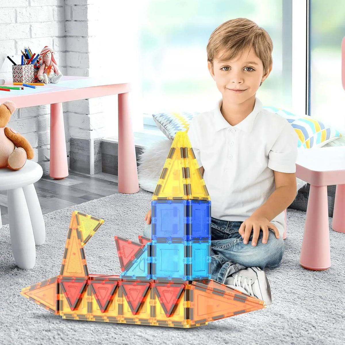 ABS Creative 3D Magnetic Building Blocks Tile Set Educational Construction Toy for 5 to 7