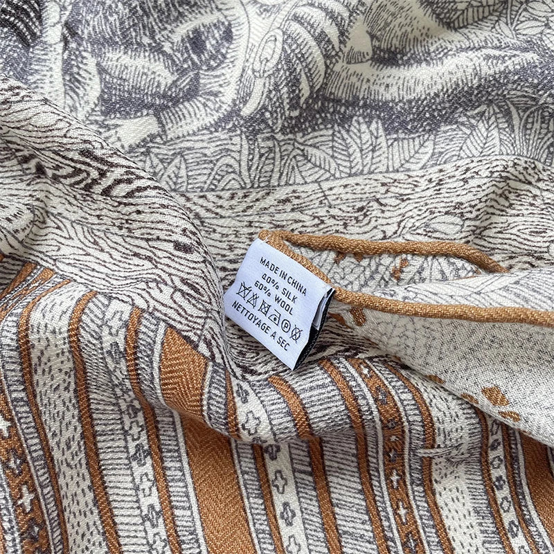 New Fashion Silk Scarf Printing Luxury Silk Wool Scarf for Women and Bags