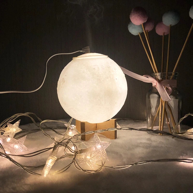3D Printed Crystal Moon Lamp LED Night Light Sleep-Aid Atmosphere Baby Nursery Bedroom