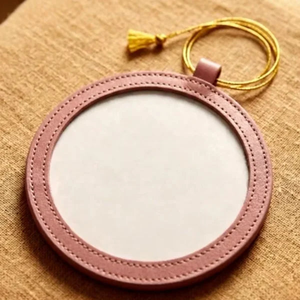 PU Needlepoint Self Finishing Round Leather Ornament Christmas Ornaments Needlepoint Self (Pack of 2)